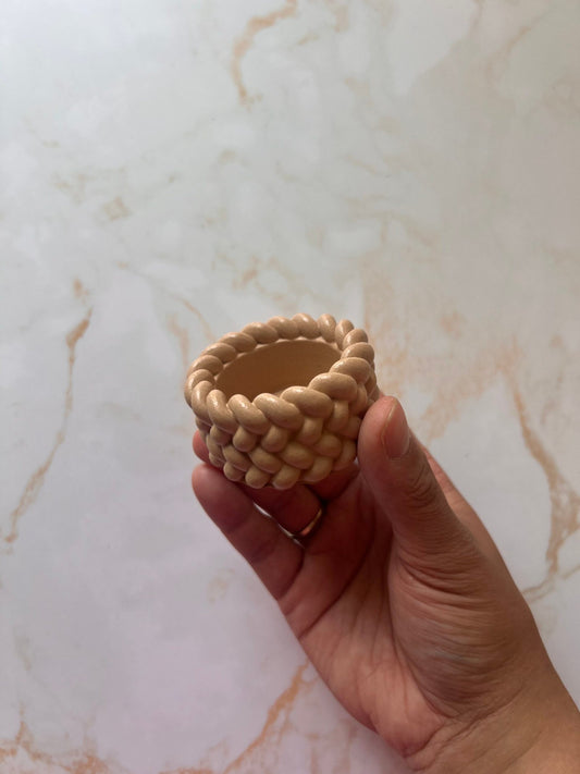 Petit pot pour bougie Tricotin